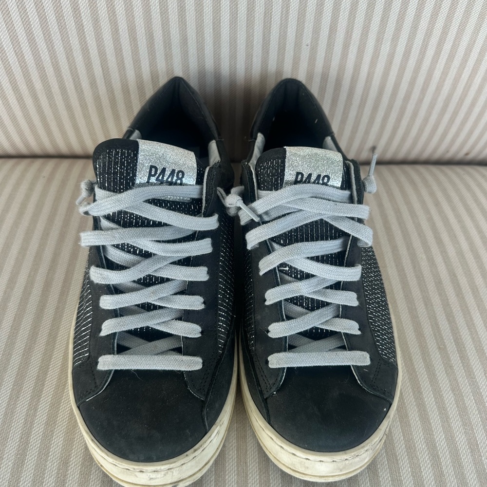 P448 Black and Gray Men's Low-Top Sneakers